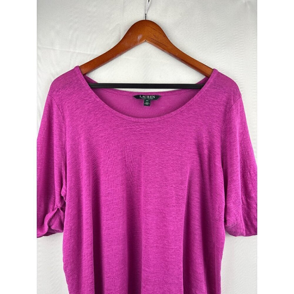 Lauren Ralph Lauren Womens 2X Purple Linen Top